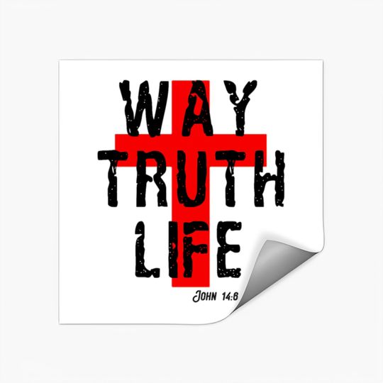 Discover Way Truth Life Christian Cross Stickers