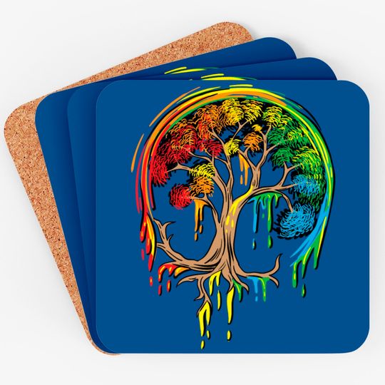 Discover Colorful Tree Life is really good Tree Art Coasters