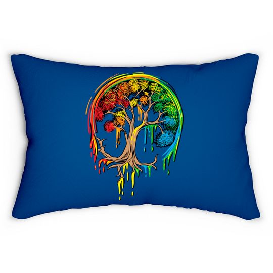 Discover Colorful Tree Life is really good Tree Art Lumbar Pillows