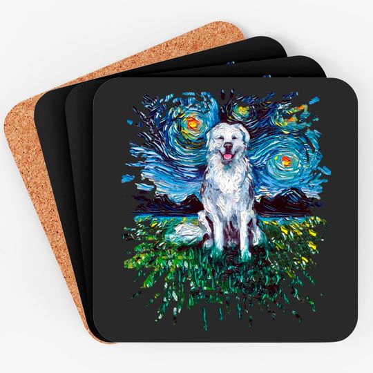 Discover Great Pyrenees Night (splash version) - Great Pyrenees - Coasters