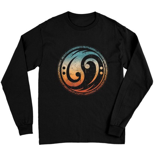 Discover Bass Guitar Clef Yin Yang Vintage Long Sleeves