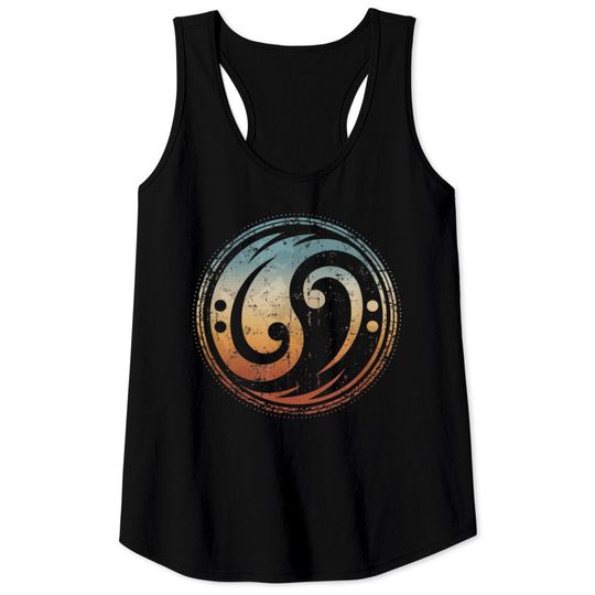 Discover Bass Guitar Clef Yin Yang Vintage Tank Tops