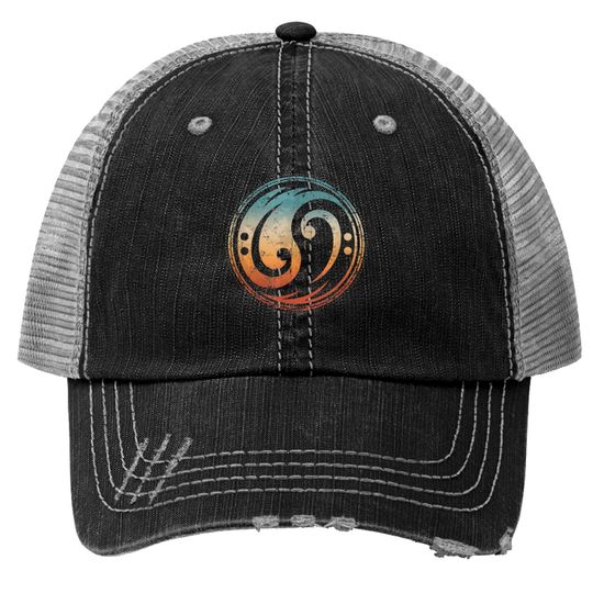Discover Bass Guitar Clef Yin Yang Vintage Trucker Hats