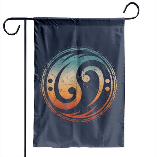 Discover Bass Guitar Clef Yin Yang Vintage Garden Flags