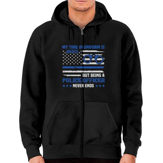 Discover Retired Police Law Enforcement Thin Blue Line Zip Hoodies