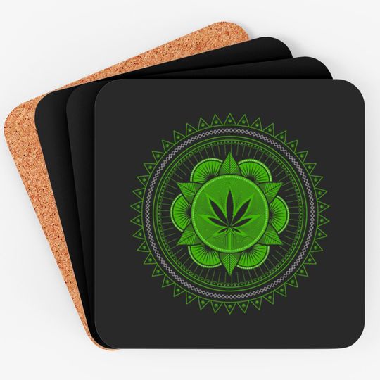 Discover Marijuana Smoker Mandala Weed Smoking Coasters
