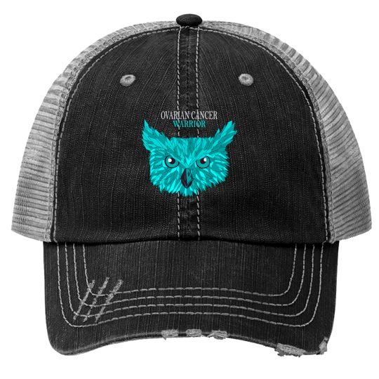 Discover Ovarian Cancer Warrior Teal Ribbon Trucker Hats