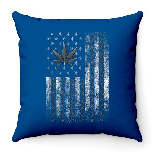 Discover Weed Flag Throw Pillows Marijuana Weed Leaf Flag Cannabis Stoner 420 Men