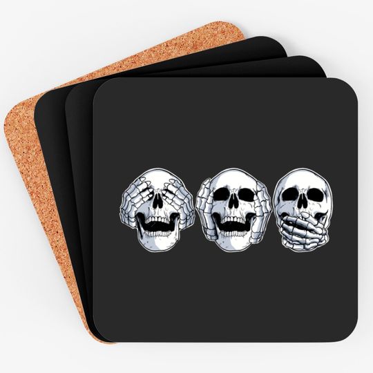 Discover Speak No Evil Hear No Evil See No Evil Skull Coasters