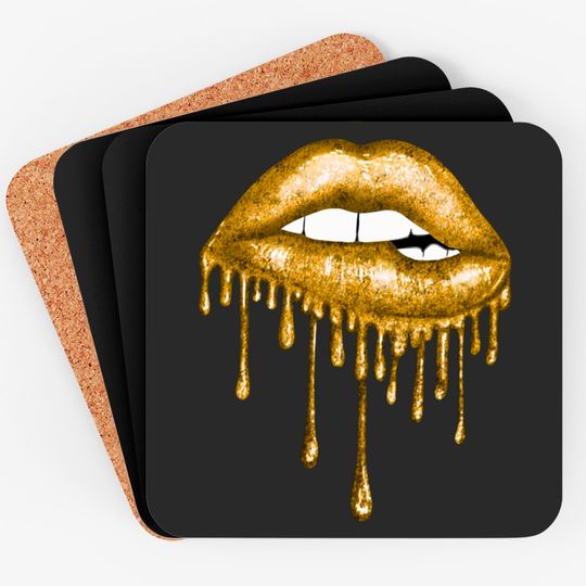 Discover Drip Gold Lips - Lips - Coasters