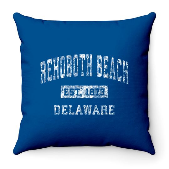 Discover Rehoboth Beach Delaware DE Vintage Established Spo Throw Pillows
