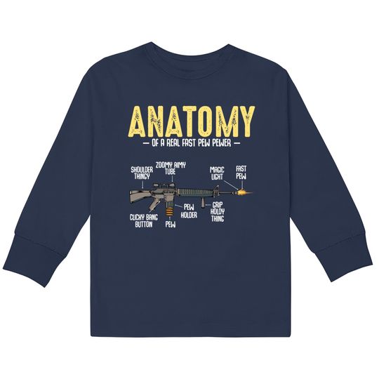 Discover Anatomy Of A Real Fast Pew Pewer Rifle Long-Barrel  Kids Long Sleeve T-Shirts