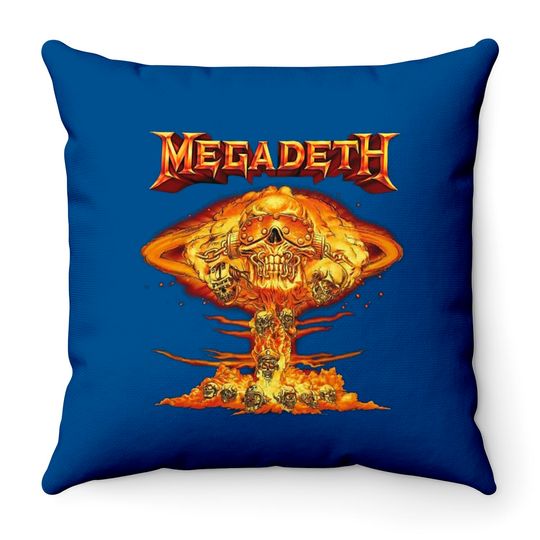 Discover Vintage Mushroom Cloud Vic Glow Megadeth Throw Pillows, Megadeth Throw Pillow, Throw Pillow For Megadeth Fan, Streetwear, Music Tour Merch, 2022 Band Tour Throw Pillow