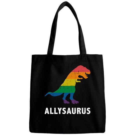 Discover Allysaurus dinosaur in rainbow flag for ally LGBT pride - Gay Ally - Bags