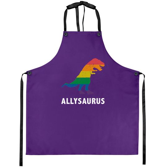 Discover Allysaurus dinosaur in rainbow flag for ally LGBT pride - Gay Ally - Aprons