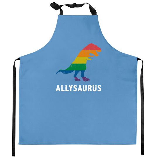 Discover Allysaurus dinosaur in rainbow flag for ally LGBT pride - Gay Ally - Kitchen Aprons