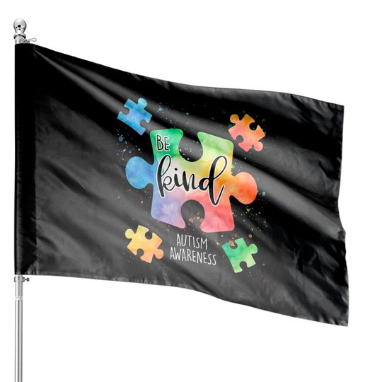 Discover Be Kind Puzzle Pieces Cute Autism Awareness House Flags