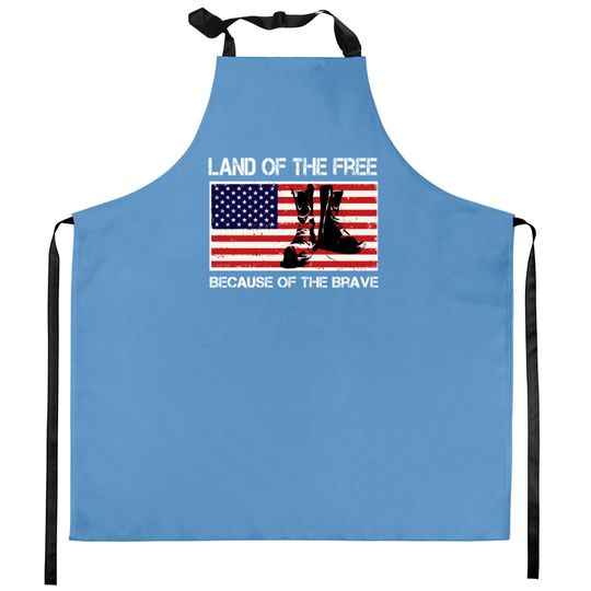 Discover Land of the Free Because of the Brave USA Flag Kitchen Apron Kitchen Aprons