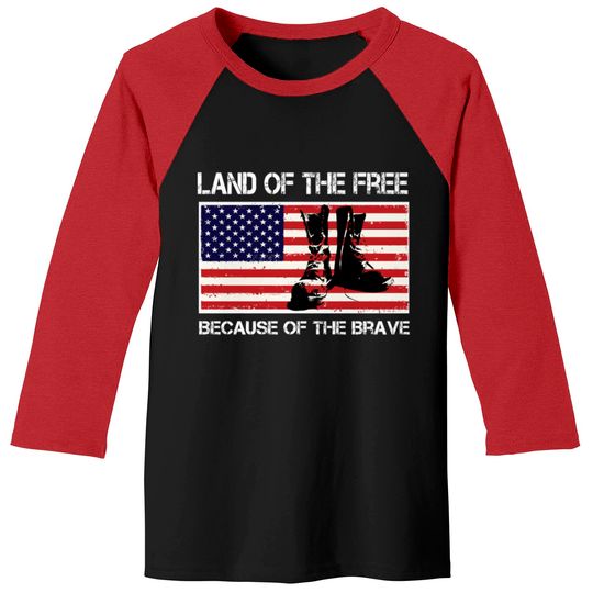 Discover Land of the Free Because of the Brave USA Flag Tee Baseball Tees
