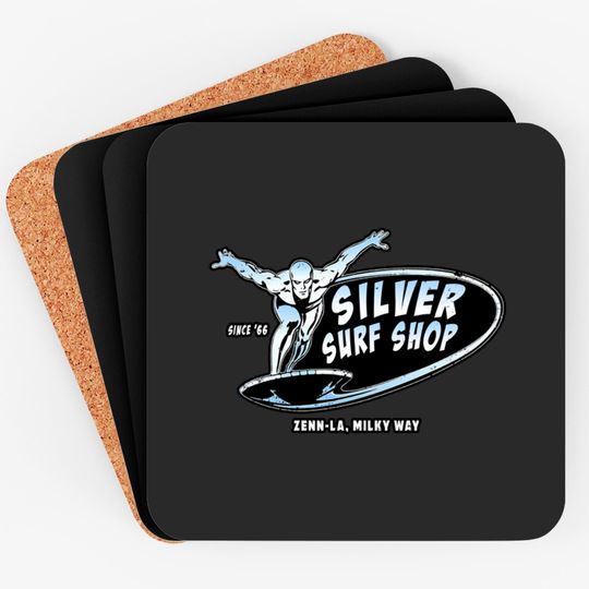 Discover Silver Surf Shop (Black Print) - Silver Surfer - Coasters