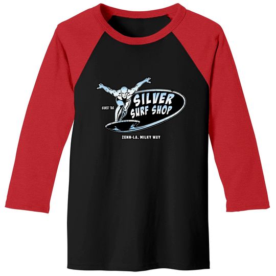 Discover Silver Surf Shop (Black Print) - Silver Surfer - Baseball Tees