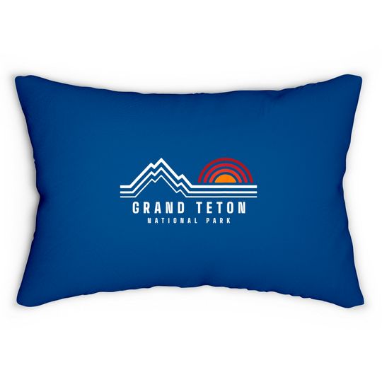 Discover Grand Teton National Park Vintage Mountain Sunset Retro Gift Lumbar Pillows