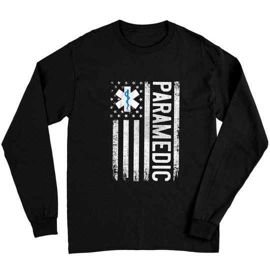 Discover Paramedic Long Sleeves, American Flag Paramedic Gift, EMT Long Sleeves