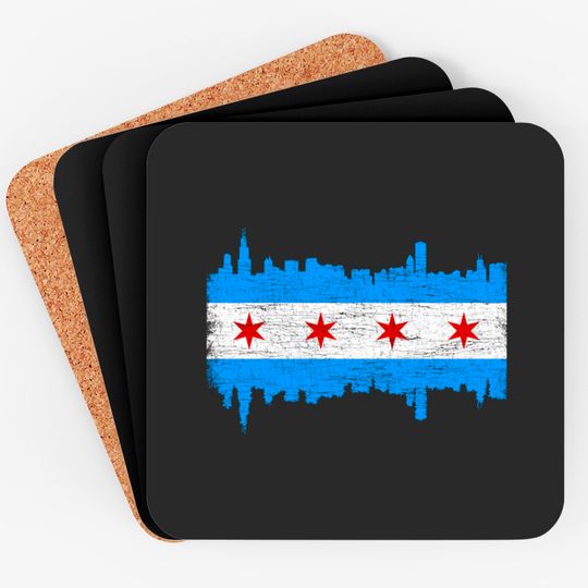 Discover Chicago City Flag Skyline Vintage Retro - Chicago City Flag - Coasters