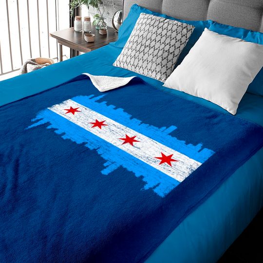 Discover Chicago City Flag Skyline Vintage Retro - Chicago City Flag - Baby Blankets