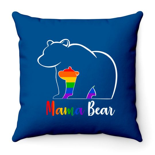 Discover LGBT Mama Bear Gay Pride Equal Rights Rainbow Mom Love Hug Throw Pillows