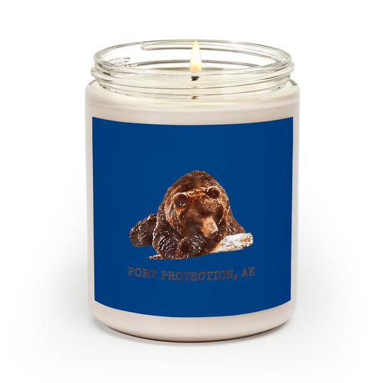Discover Port Protection Brown Grizzly Bear In Snow Alaska Pacific NW Scented Candles Hoodies