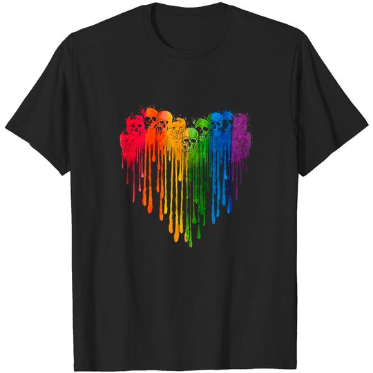 Discover Rainbow Skull Heart LGBT Pride Awareness T-shirt T-shirt