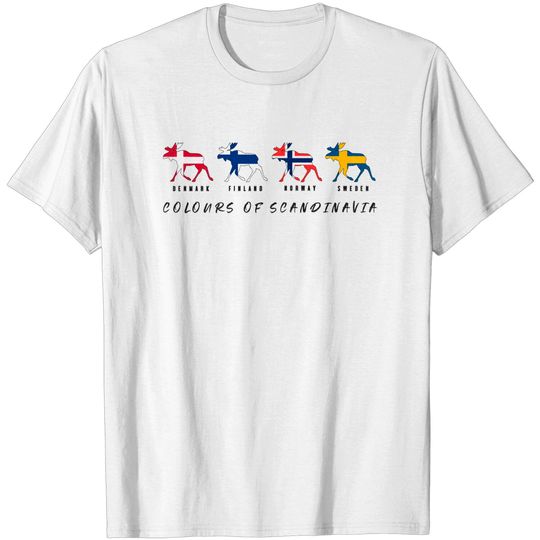 Discover Colours of Scandinavia national flags elk silhouette - Moose - T-Shirt