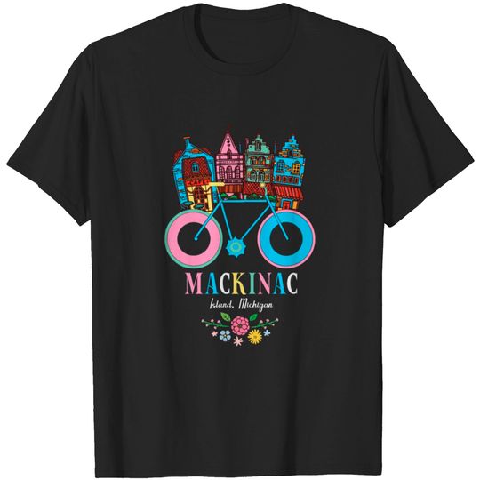 Discover Mackinac Island Michigan Bike Art T-shirt