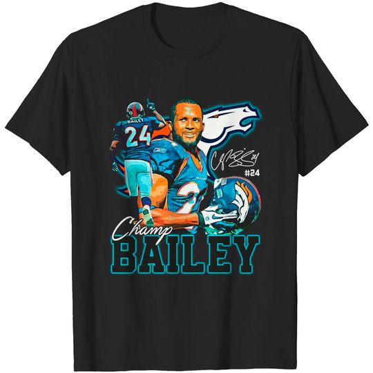 Discover Champ Bailey Football Signature Vintage Retro 80s 90s Rap Style Perfect Gift For Football Lovers Classic T-Shirt