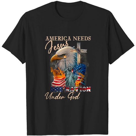 Discover America Needs Jesus One Nation Under God Eagle Christian T-Shirt