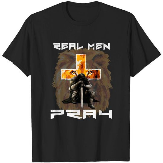 Discover Mens Real Pray Lion Judah Christian Religious Cross Graphic T-Shirt