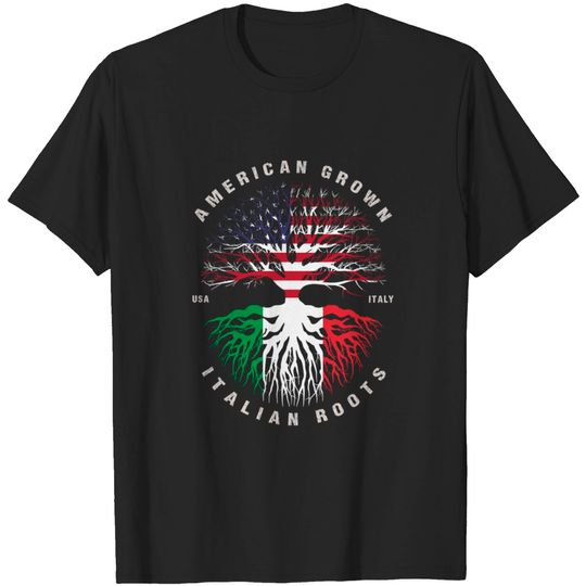 Discover American Grown Italian Roots Italy Flag - American Grown - T-Shirt