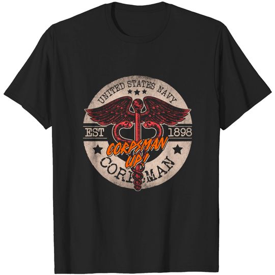 Discover Corpsman Up Devil US Navy Corpsman Army Veteran T-shirt