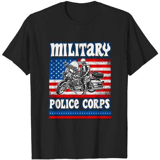 Discover Military Police Corps American Flag Retro T-shirt