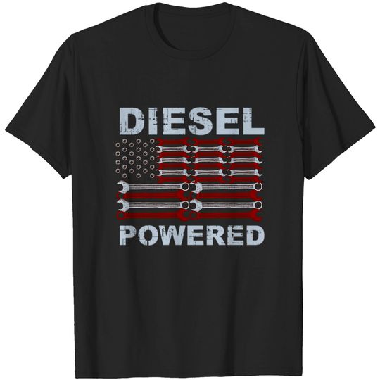 Discover American flag wrench diesel powered T-shirt