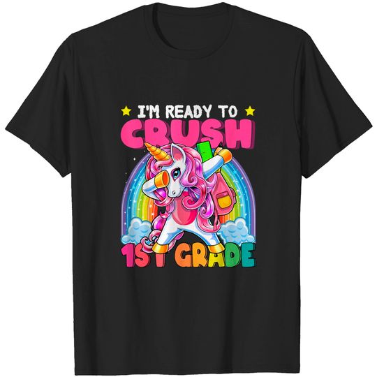 Discover Crush 1st Grade Dabbing Unicorn Back to School Girls Gift T-Shirt
