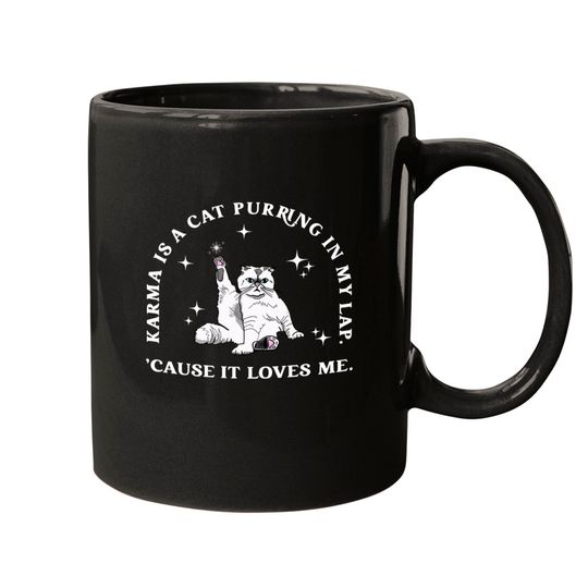 Discover Comfort Colors Karma Is A Cat Mugs, Midnights Mugs, Taylor Taylor version Merch Mugs