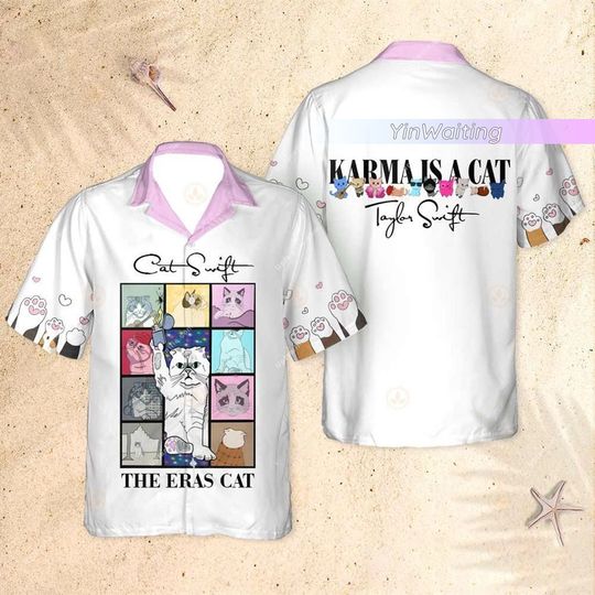 Discover Taylor Button Shirt, Taylor Shirt, Karma Is A Cat Shirt, Eras Tour Shirt