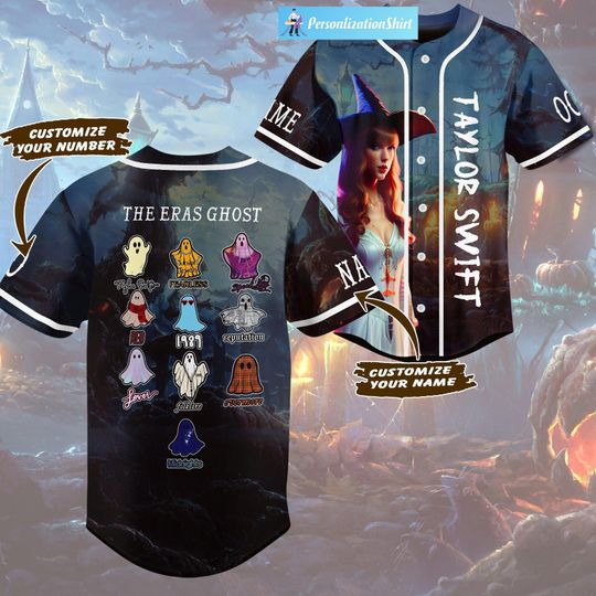 Discover Custom Taylor The Eras Ghost Jersey Shirt, Taylor Halloween Baseball Jersey