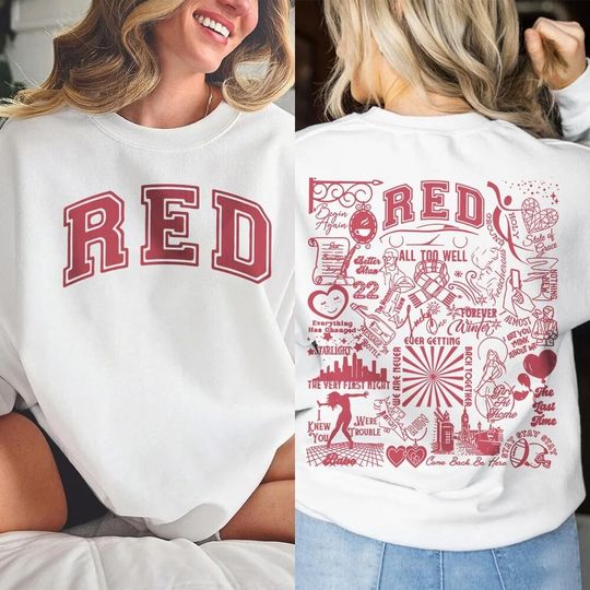 Discover Taylor Music The Eras Tour Sweatshirt, RED Track List Sweatshirt, Taylor Gift