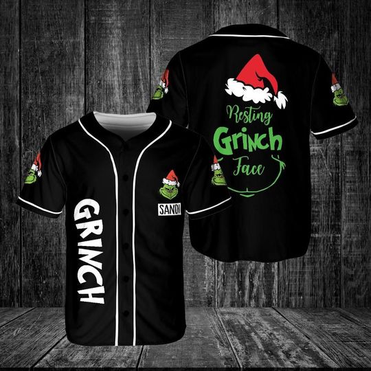Discover The Gri-nch Jersey Baseball Jersey, Gri-nch Face Christmas Sweatshirt,  Xmas Baseball Outfit, Christmas Gift
