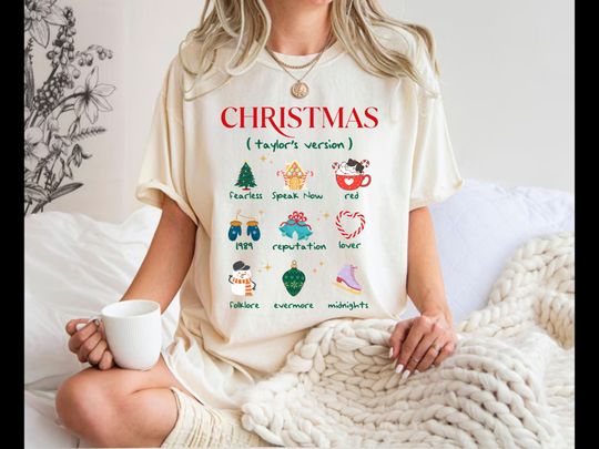 Discover Taylor Taylor version Eras tour Christmas Version Shirt TS Album Shirt Eras Tour Merch