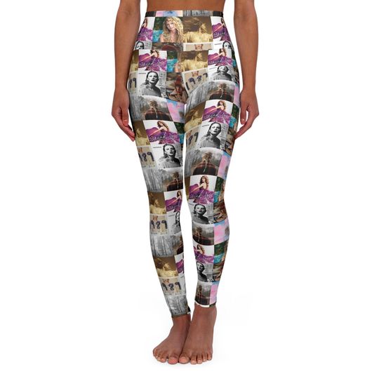 Discover Taylor Album Art Collage Pattern High Waisted Yoga Leggings