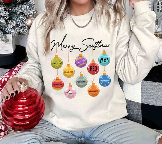 Discover Merry Swiftmas Shirt, ,The eras Tour Shirt, ORIGINAL Swifte Christmas shirt, Cute Famous Christmas Ball